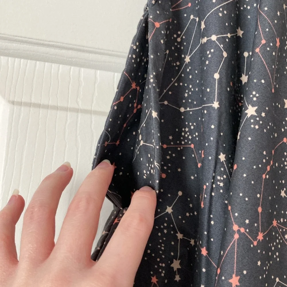 A-Line Skirt in Black with Pink Star Constellation Print - Picture 4 of 4
